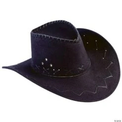 Hat Cowboy Flocked Black Adult