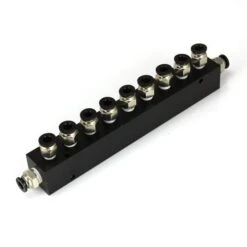 Aluminum Block Manifold With Fittings For 1/4" Airline - 10 Ports
