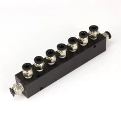 Aluminum Block Manifold With Fittings For 1/4" Airline - 8 Ports