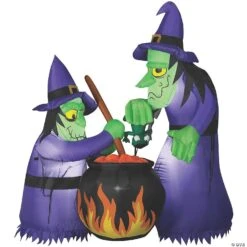 Airblown Double Bubble Witches With Cauldron Inflatable