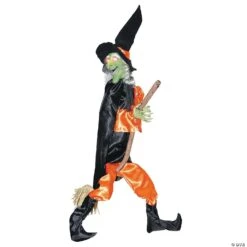 48" Leg Kicking Witch With Broom